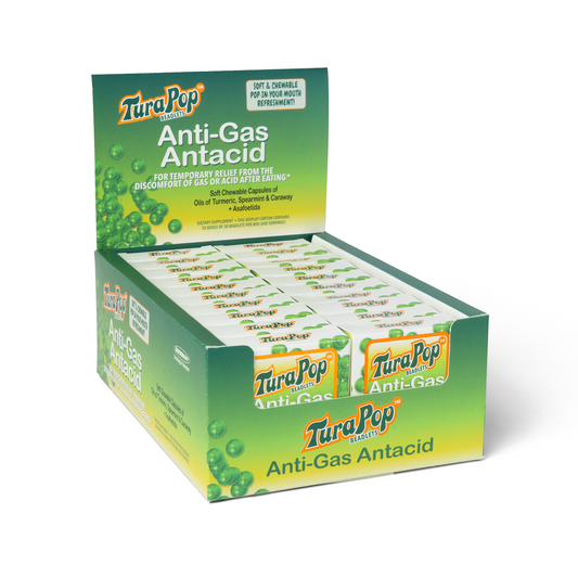 TuraPop Anti-Gas & Antacid turmeric lozenges for digestive relief